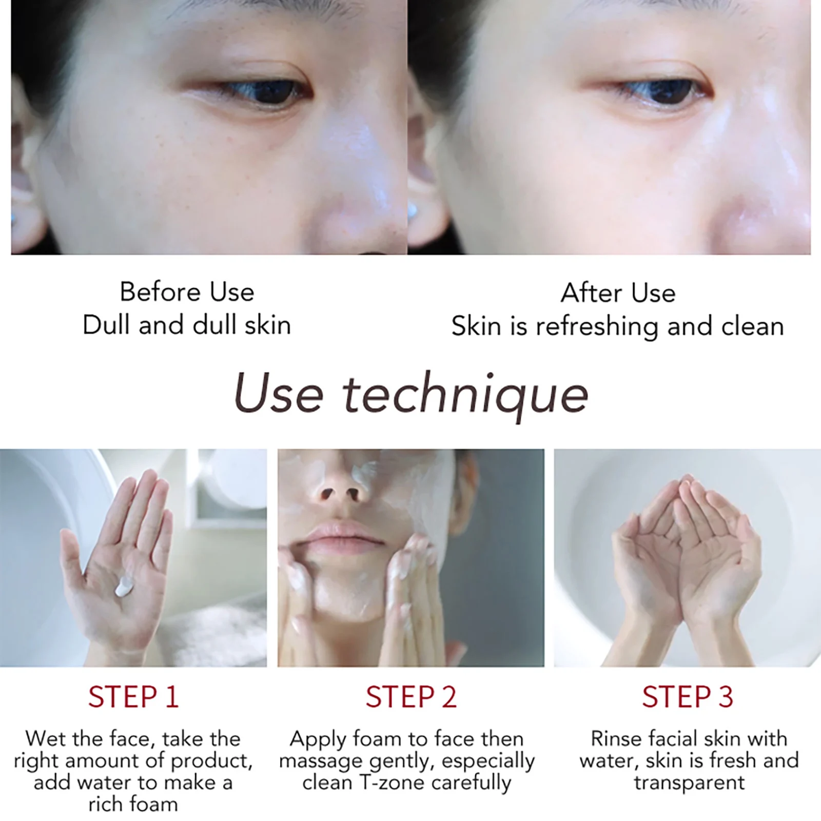 AILKE – nettoyant pour le visage à la Rose, hydratant, blanchissant, soins de la peau, gommage, soins en mousse organique pour femmes