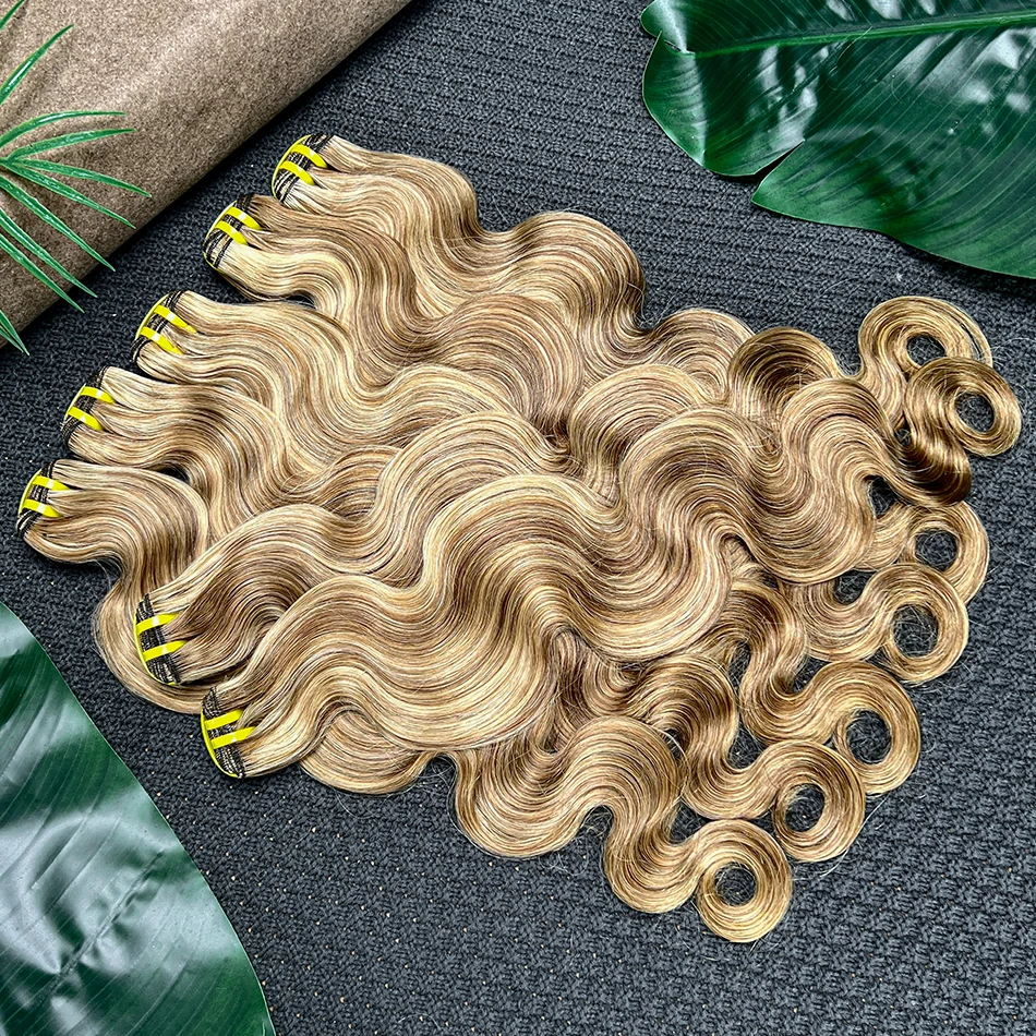 الجسم موجة P4/27 تسليط الضوء على حزم الشعر البشري الملون 100 جرام 100% الخام شعر بشري لعذراء النسيج ملحقات 1/2/3/4 حزم