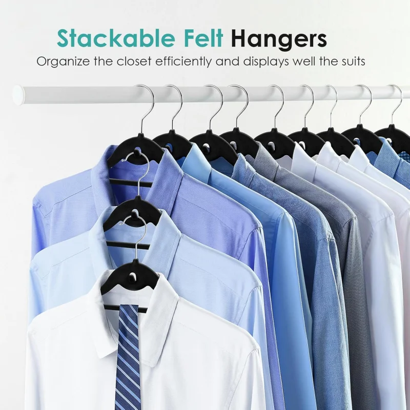 Velvet Pendants Non Slip Felt Pendants, DUDUCOFU 30 Stackable Clothes Pendants Slim Pendants Space Saving Suits Coats,