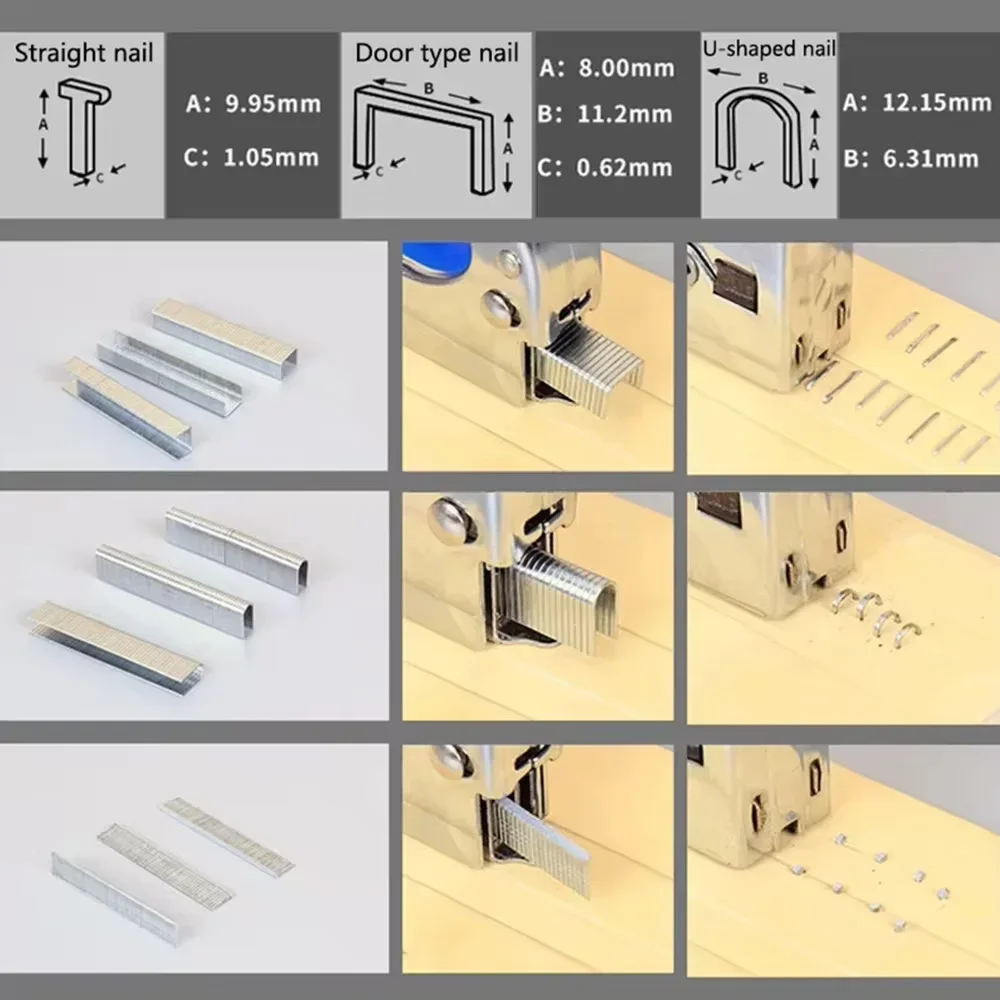 1000pcs/Box U/ T/ Door Nail Manual Nail Gun Shaped For Wood Furniture Household Use Staples