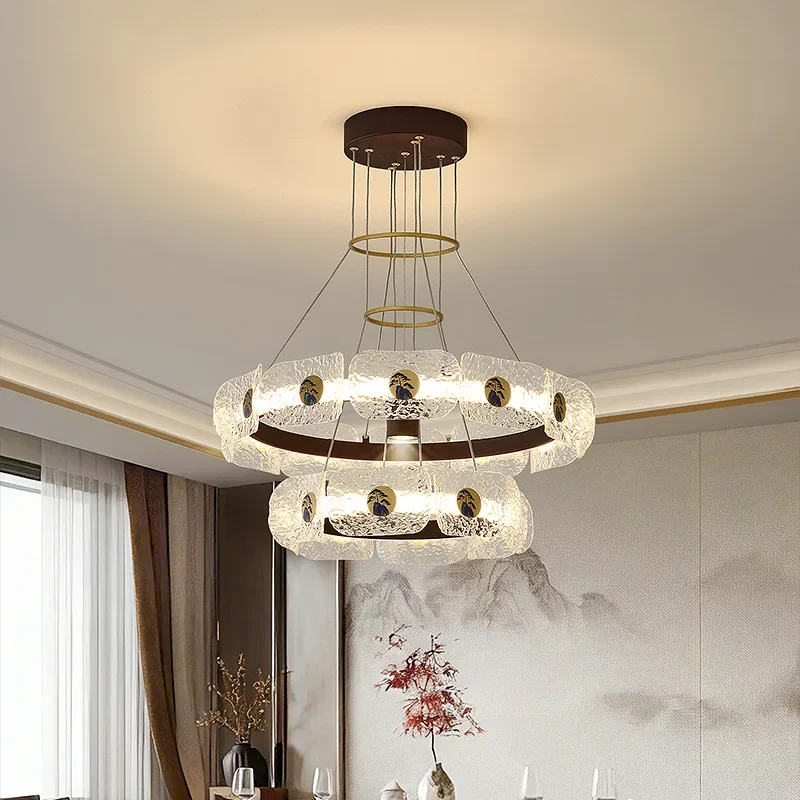 

Retro eye protection chandelier living room dining room atmospheric round multi-layer retro high-end villa hall chandelier