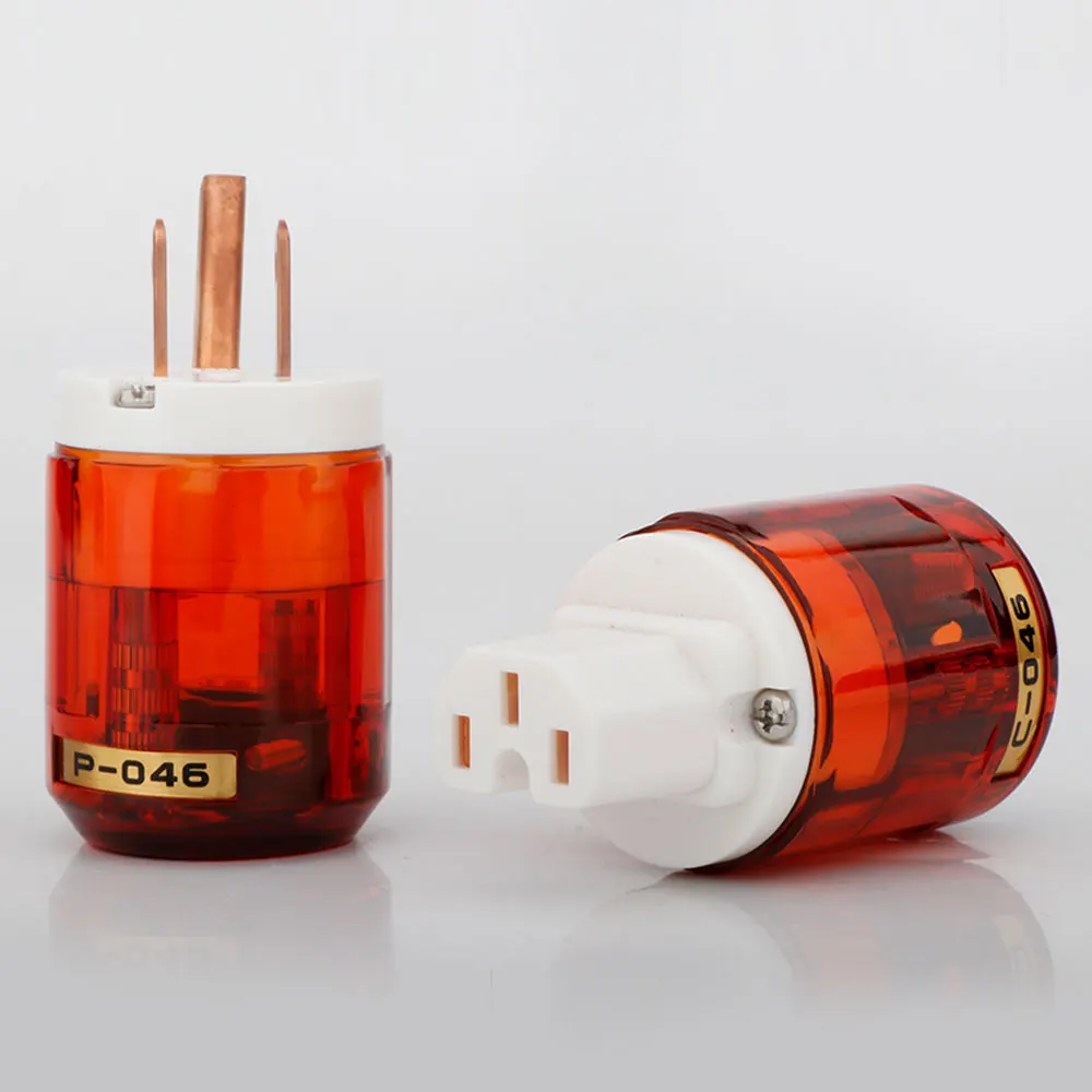 Paar US-Netzstecker aus reinem Rotkupfer + IEC-Anschlussserie für Netzkabel mit weißem Stecker – Detail 6