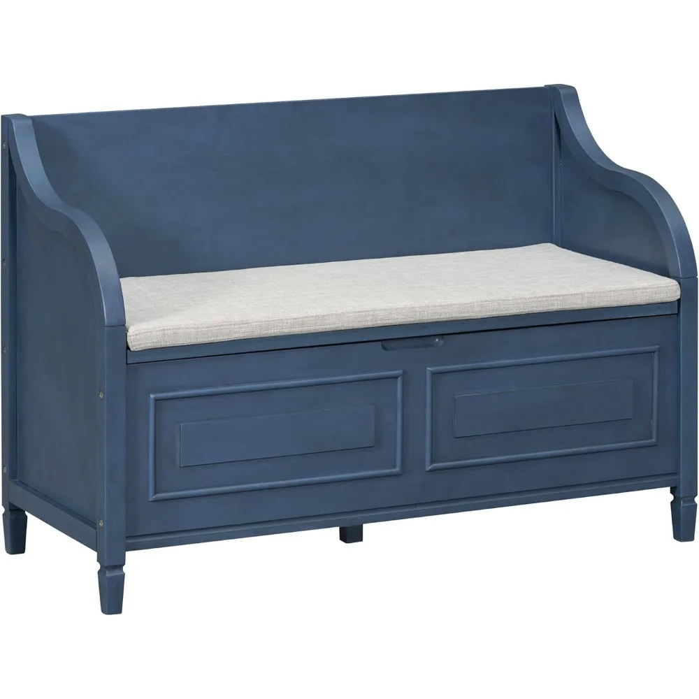 مقعد تخزين دخول ريفي مع مقصورات مخفية ووسادة قابلة للإزالة، مقعد خشبي لمدخل المدخل والردهة