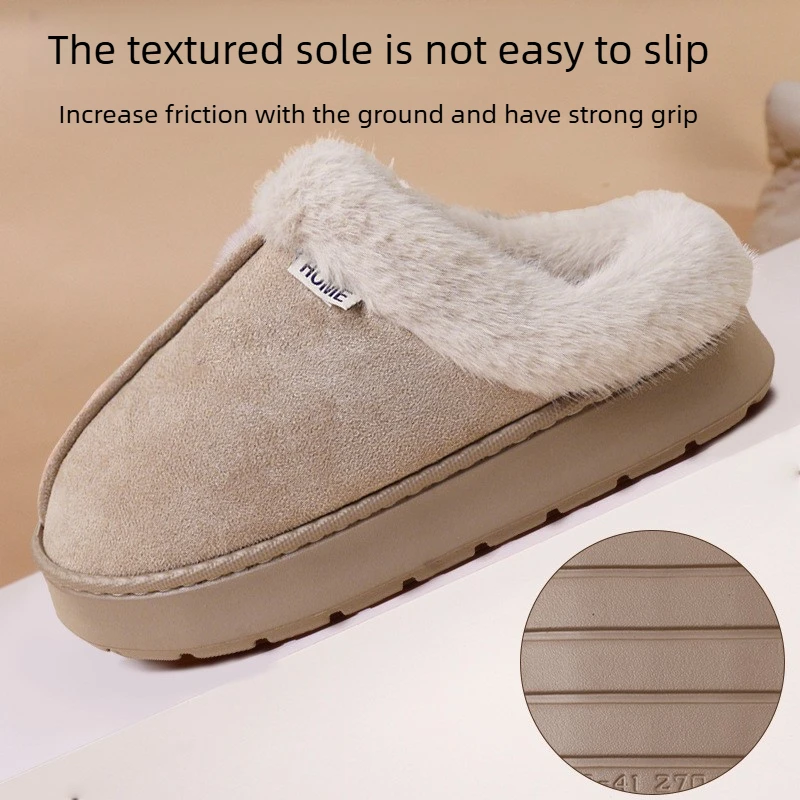 New Style Women Cotton Slippers Thick Bottom Warm Keeping Indoor Cotton Slippers Suede Winter House Shoes