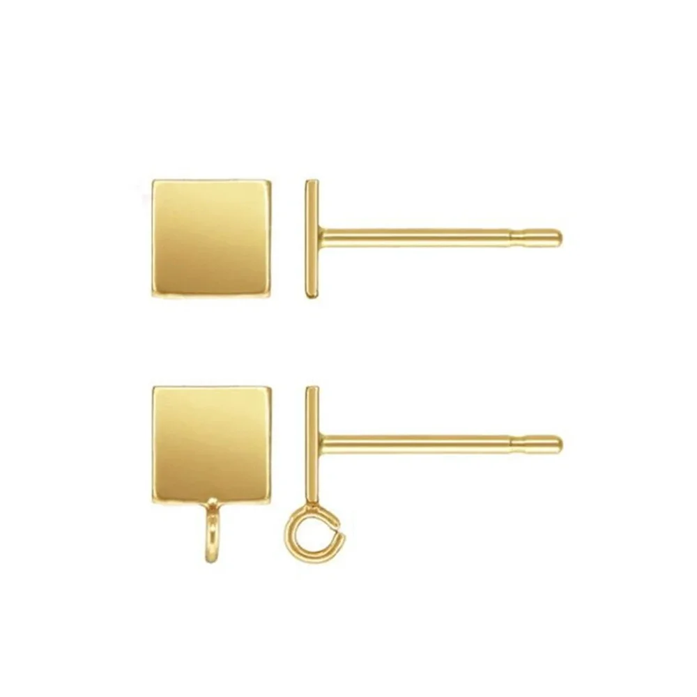 Orecchini quadrati riempiti d'oro 14K con schienali per la creazione di gioielli con componenti per orecchini 4.7mm