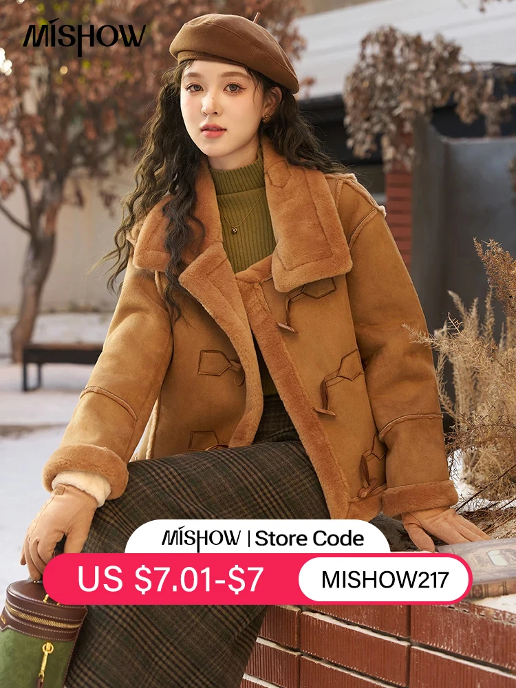 MISHOW Fashion Short Faux Fur Coat Women Winter Imitation Lambs Wool Motorcycle Jackets Office Ladies New Outwears MXC57W0284