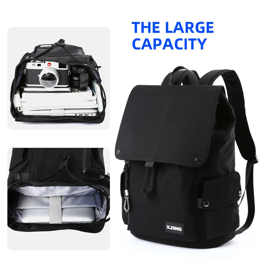 Flip Drawstring Laptop Men Backpack  Anti-theft Outdoor Travel Sport Designer Backpack 2024 Large Capacity Oxford Commuter Bag