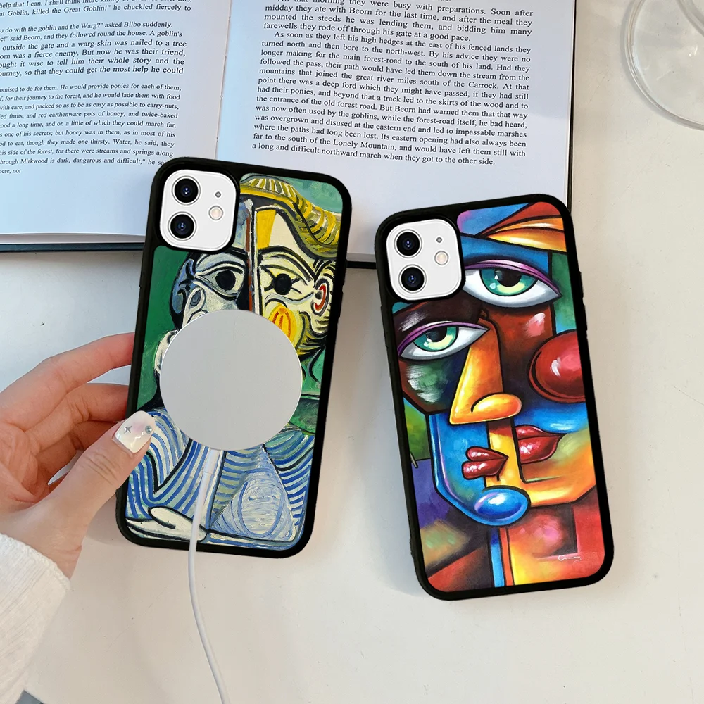 Picasso Abstract Art Painting Phone Case Magesafe Magnetic Wireless Charge Case For iPhone 16 11 12 13 14 15 Pro Max Plus Mini