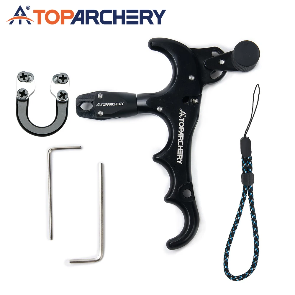 Adjustable 360 Degree 4 Finger Bow Release Aluminum Aid for Compound Bow Archery Accessories