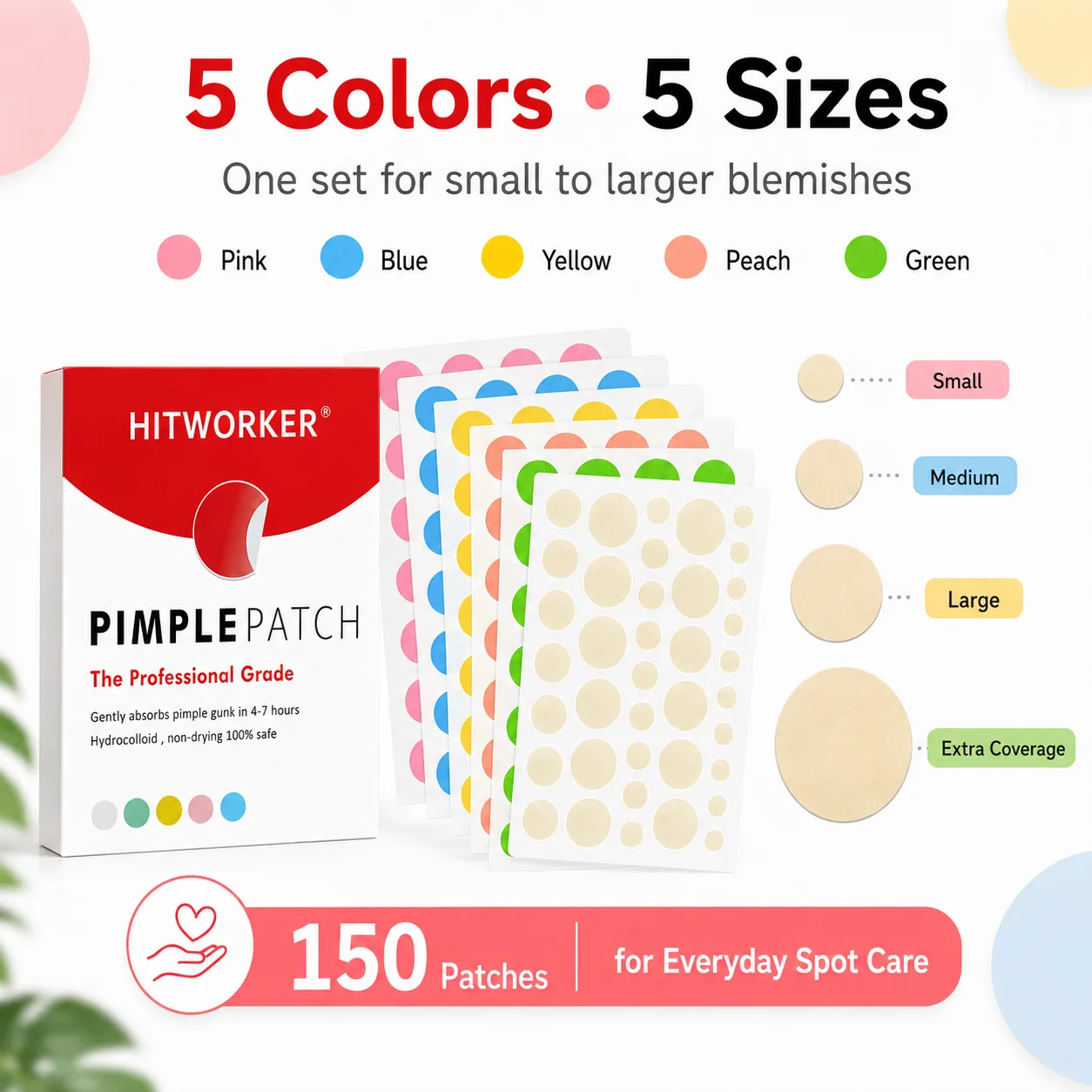 216PCS Large Quantity, 6 Trendy Colors, Mini Round Dots, Strong Concealing, Wide Application, Invisible Hydrocolloid