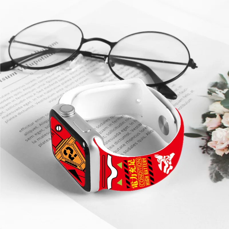 Neon Cute Genesis Classic Evangelion Fashion Printed Soft Silicone Watch Band Replacement Strap for Apple IWatch Series 10 Ultra view 3