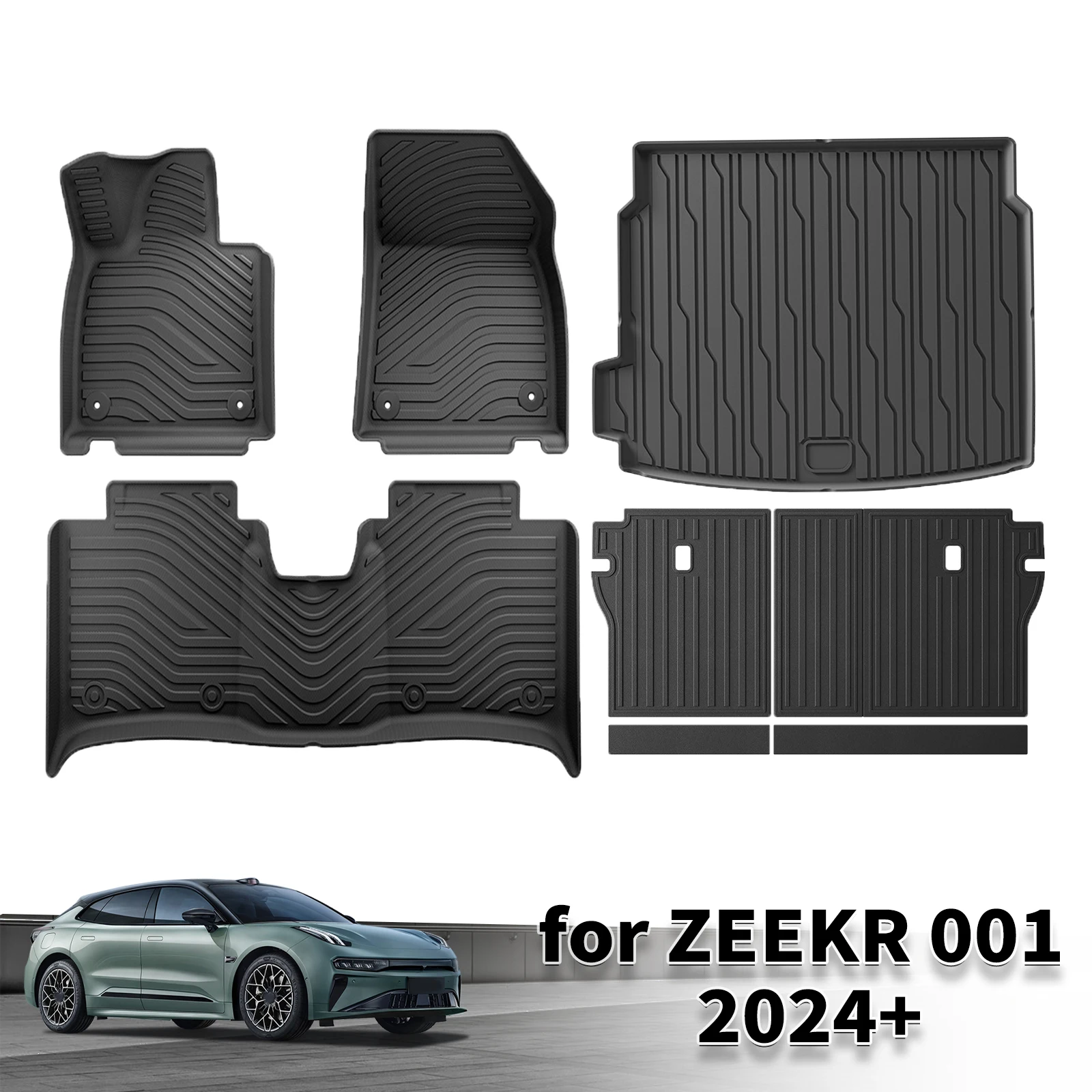 for ZEEKR 001 2024-2026  Waterproof TPE Floor Mat & Trunk Pad 3D Laser Scanning Perfect Fit Odorless Easy Clean Car Accessories