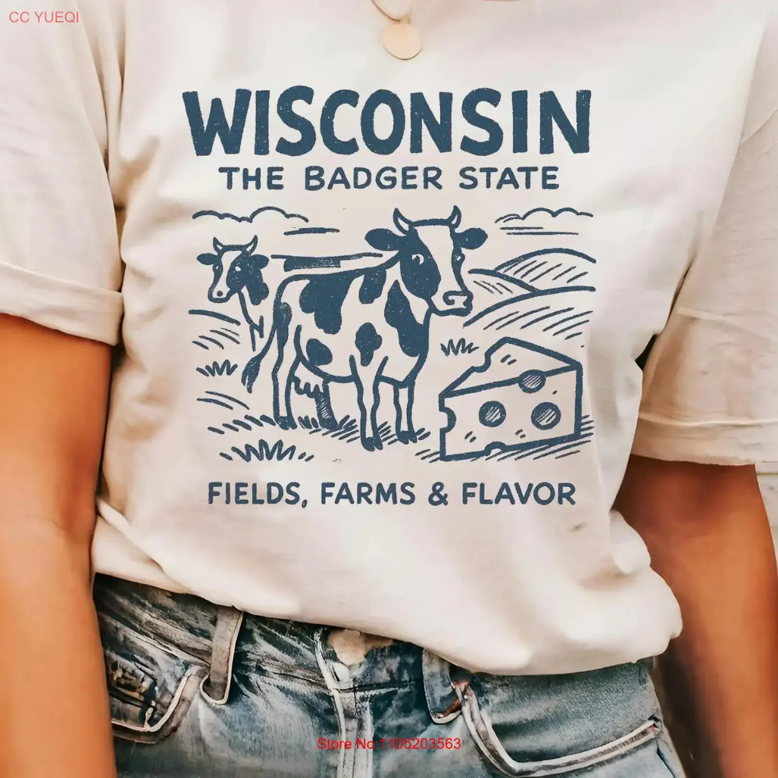 Wisconsin Badger State T Shirt Retro Farm Cheese Lover  vintage Washed streetwear Stretched Stylish Comfortable