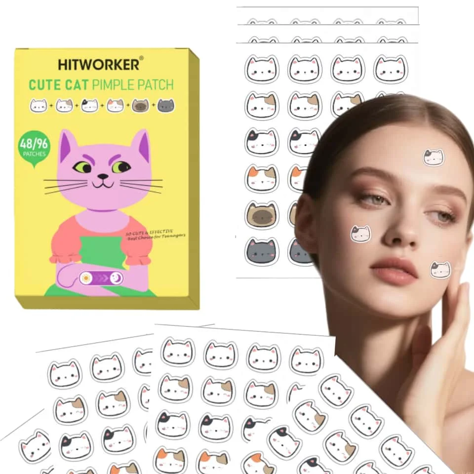 48/96 قطعة من رقع حب الشباب الغروانية المائية. خالية من الكحول والعطور لجميع أنواع البشرة. آمنة للسفر والبيج المنفقي.
