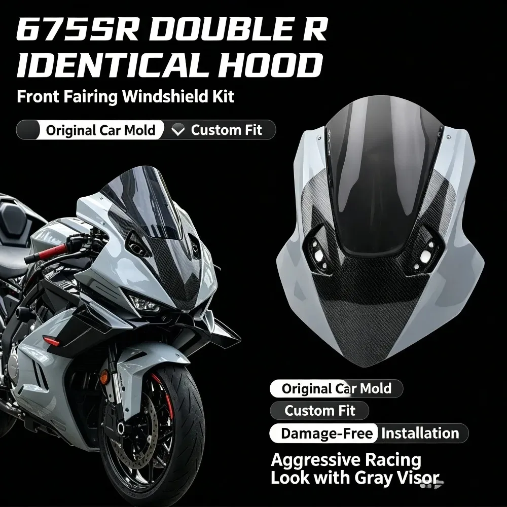 Für CFMOTO 675SS 675SR-R modifizierte einteilige Motorhaube, wettbewerbsfähige Windschutzscheibe mit erhöhter Frontscheibe, Motorradzubehör