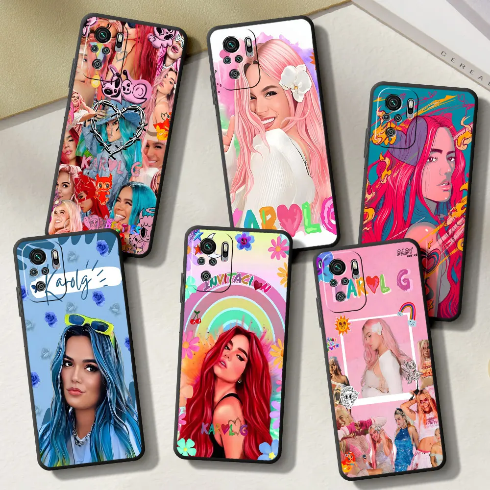 حافظة عصرية من Karol G لهاتف Xiaomi Poco X5 M6 Pocophone F1 M4 X4 F5 M3 Pro X3 NFC X2 C65 غطاء هاتف أسود من البولي يوريثان Funda Capa