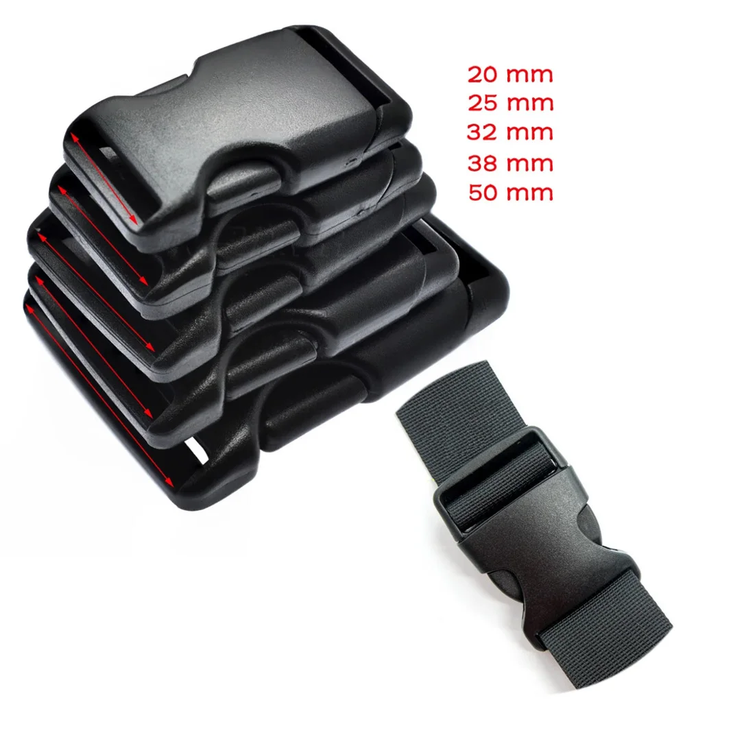 Four Black Adjustable Side-Release Plastic Buckles for Replacing Or Repairing Backpack Clips, Suitable for Backpacks, Adjustable