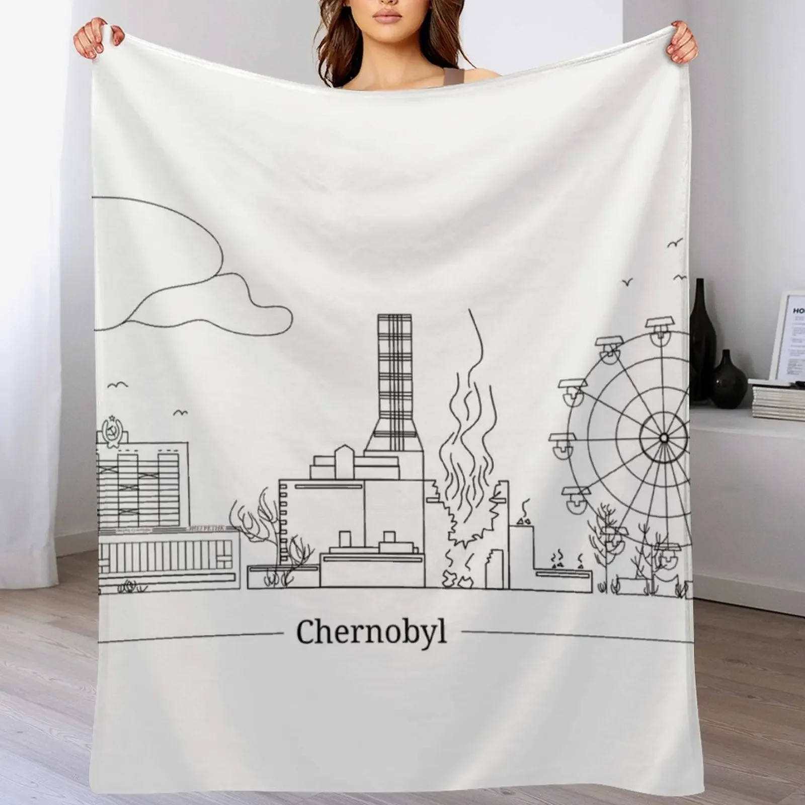 Panorama of the Chernobyl nuclear power plant Throw Blanket Summer Cool Breathable Blanket for Sleeping