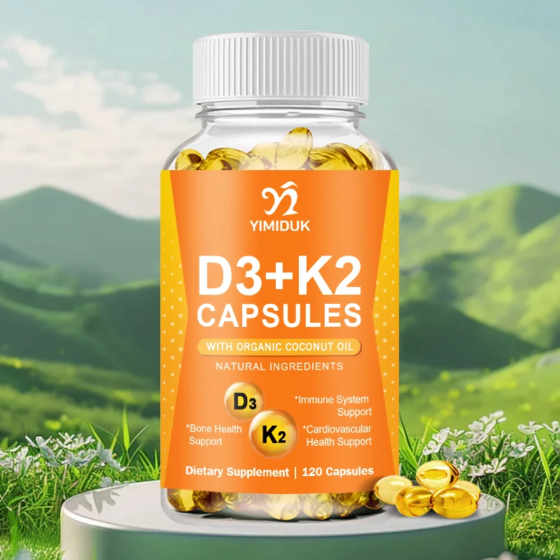 

Веганский 2-в-1 витамин D3 5000 IU+K2 200 мкг MK-7 капсулы органическое кокосовое масло натуральный ингредиент кальций регулирование иммунитета