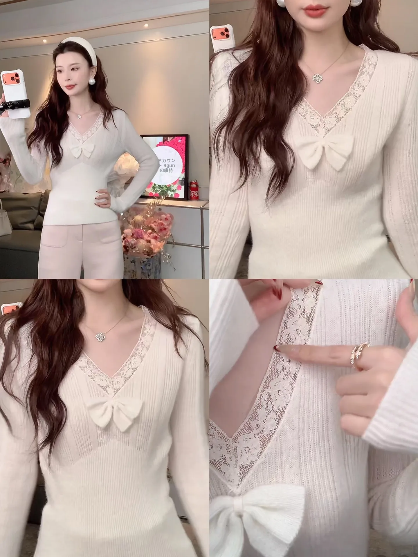 

Kun Total Women's Slim Fit V-Neck Wool Knitwear Alpaca Wool Inner Shirt New Style French Style Medium Gauge Long Sleeve