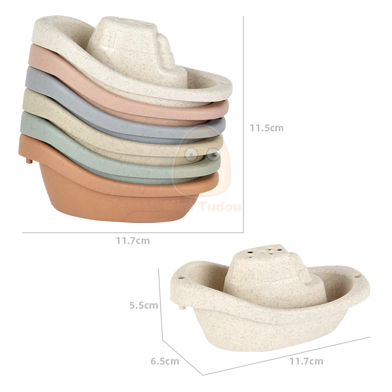 6 قطعة الطفل التراص كأس لعبة للطي قارب شكل برج الاستحمام حمام سباحة لعب مجموعة المياه ألعاب تعليمية للهدايا الرضع #6