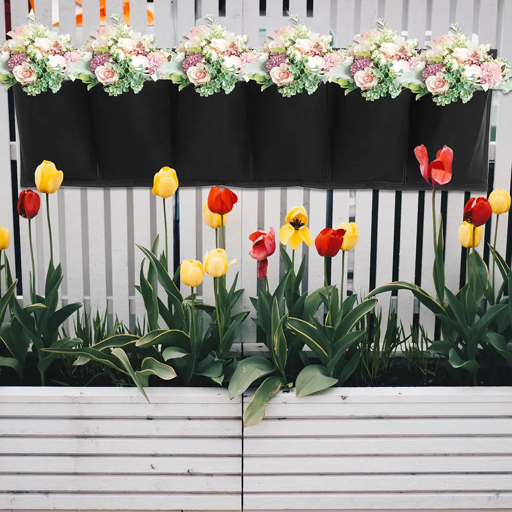 2Pcs Hanging Garden Planter Wall Planting Bag Horizontal Multi-Pocket Felt Container for Vegetables Perennials Houseplants