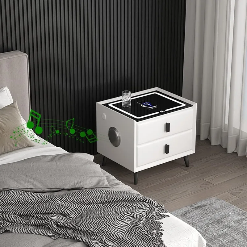 Japanese White Nightstand Maximalist Luxury Unique Storage Nightstand Phone Charger Funny Tables De Nuit Home Accessories