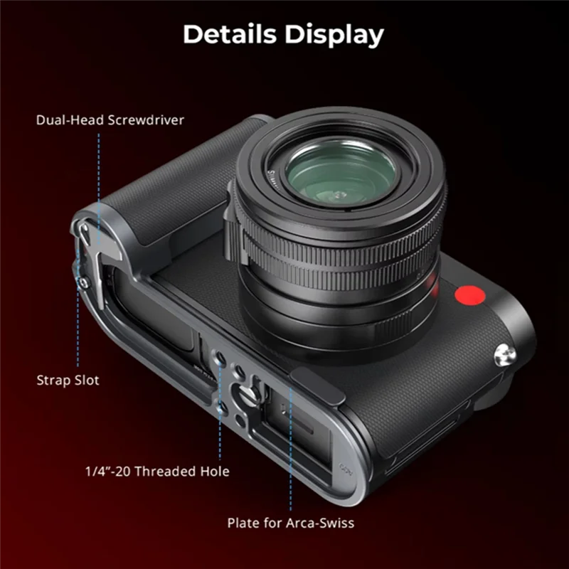 3CGRO-L-Shape Handgrip Built-In Arca Quick Release Plate For Leica Q3 Ergonomic Mount Plate Enhanced Handling Camera