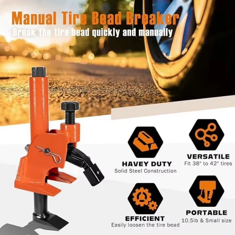Heavy 45 Steel Manual Bead Breaker Portable Tire Repair Tool for 38 to 42 Inch Tires for Automobiles, SUVs, ATVs, Tractors