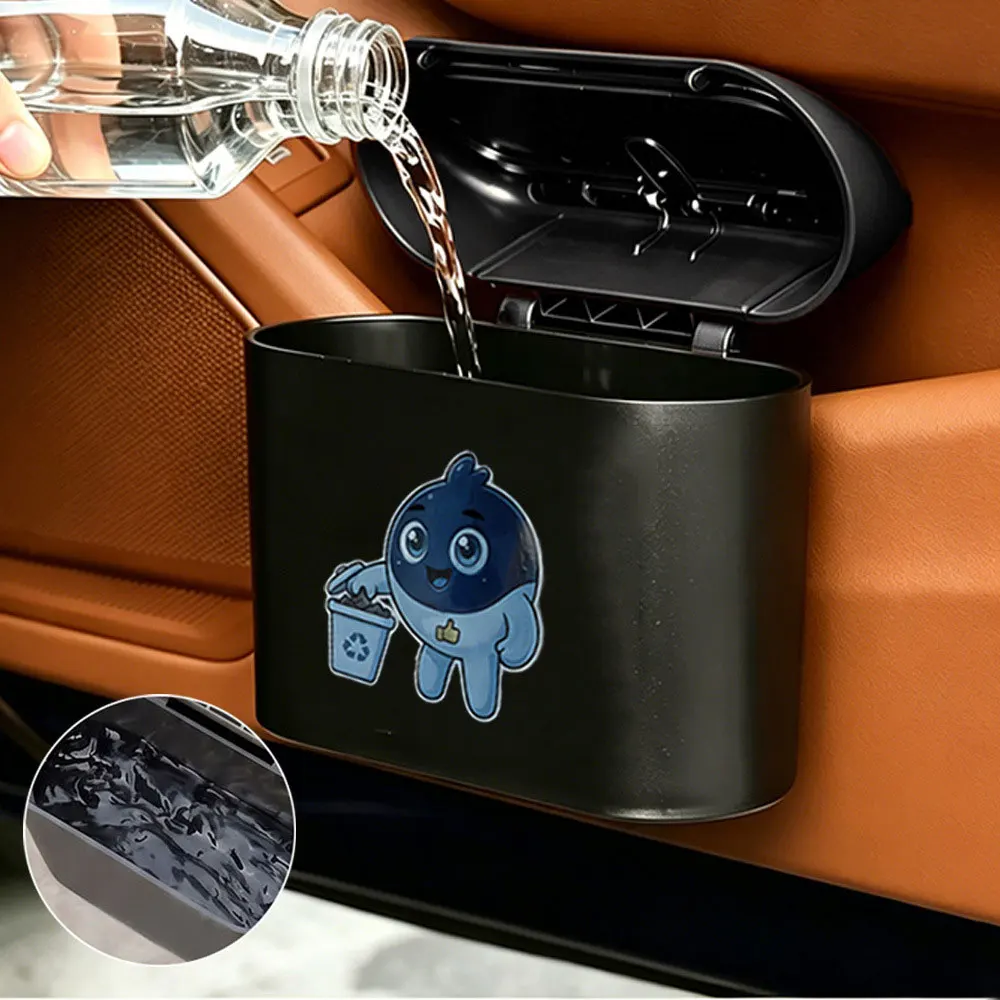 Car trash can with lid, leak-proof, portable hanging trash can for vehicle organization view 3