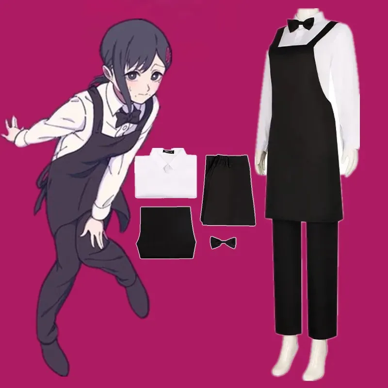 أزياء أنيمي بالمنشار رجل باور هيغاشياما كوبيني التأثيرية للنساء أزياء نسائية زي أسود بدلة كرنفال الهالوين jk;6