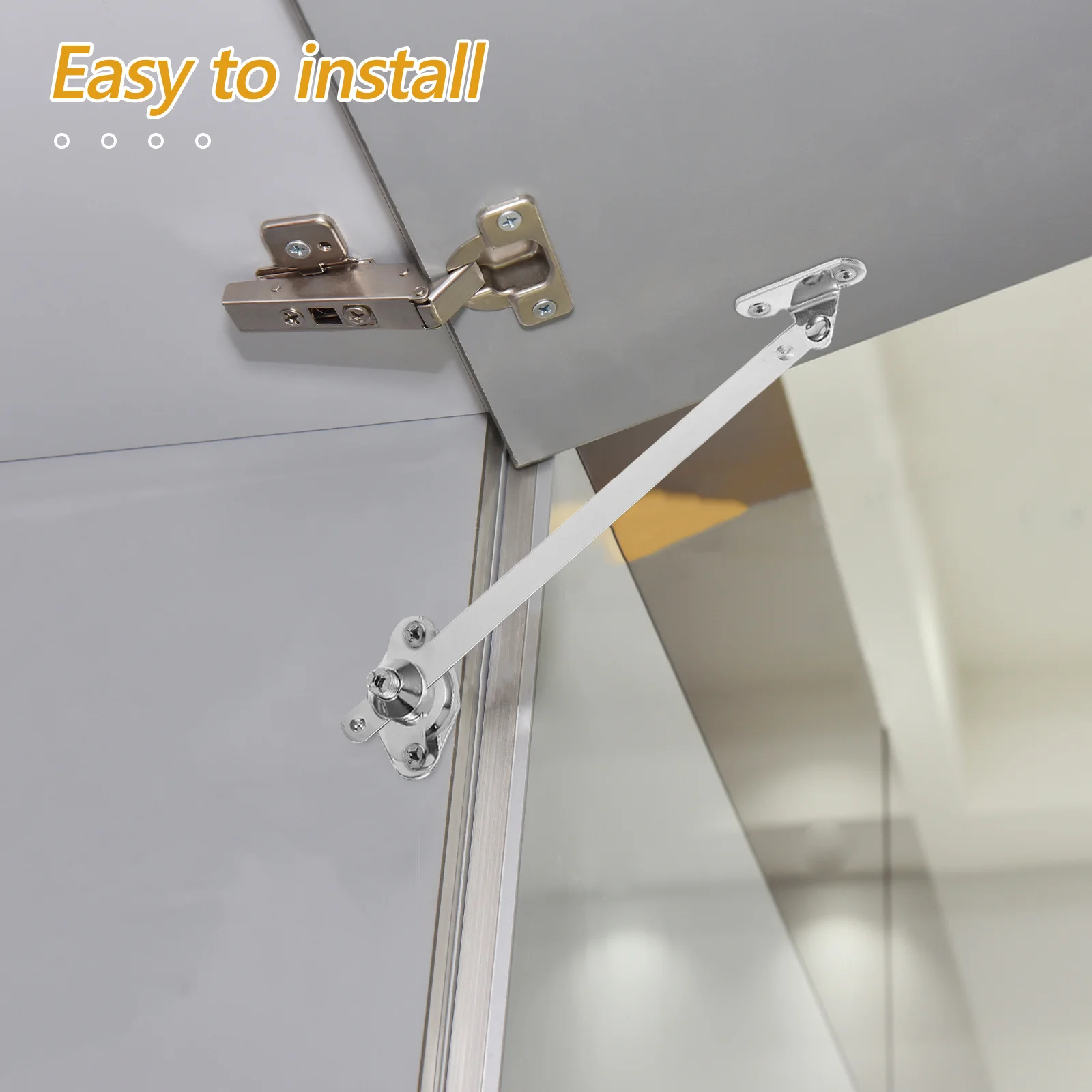 

2Pcs Stainless Steel Cabinet Door Lift Support Rods Flip-Down Hinges for Kitchen Cupboard Furniture Soft Close Door Buffer