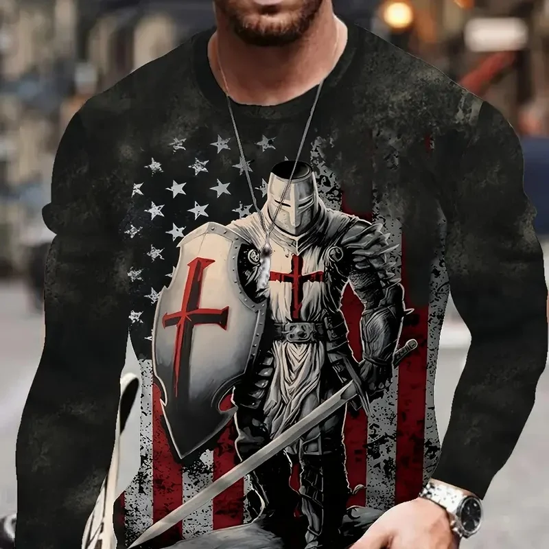 

2025 summer men's printed long sleeve T-shirt, a regular fit shirt suitable for concerts and everyday wear.