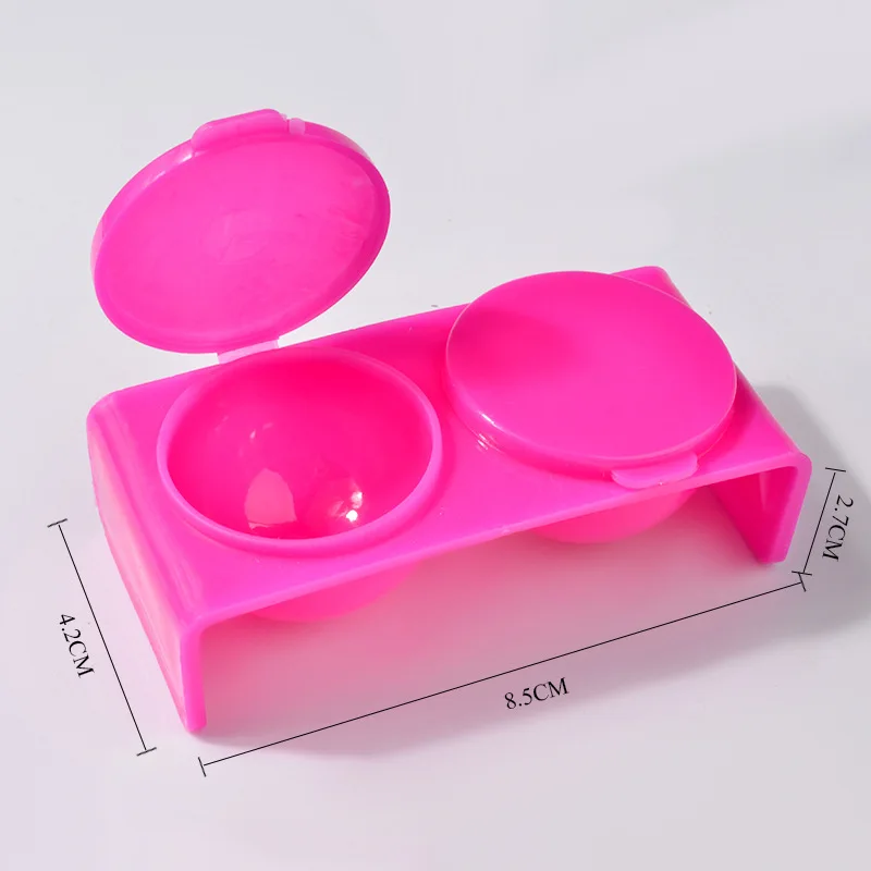 2Pcs White Acrylic Liquid Dappen Dish, Twin Cup Nail Art Pigment Holder for Monomer Nail Brushes Washing Manicure Tool