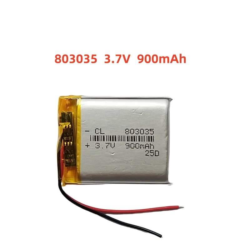 

3.7V 900mAh Li-Polymer Replacement Li Lipo Battery 803035 JST 2Pin 1.0/1.25/1.5/2.0/2.54mm Connector For GPS Camera LED