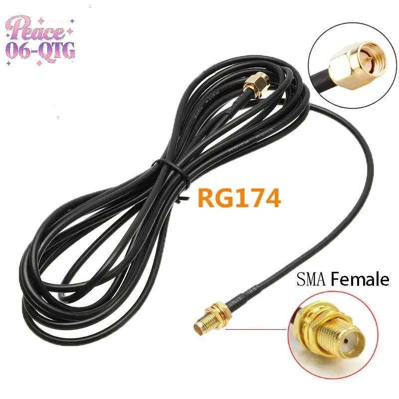 Nuevo 1 pieza 5m Cable de extensión RF Cable convertidor Cable alimentador de cobre conector SMA a SMA Cable de extensión de antena de enrutador RG174