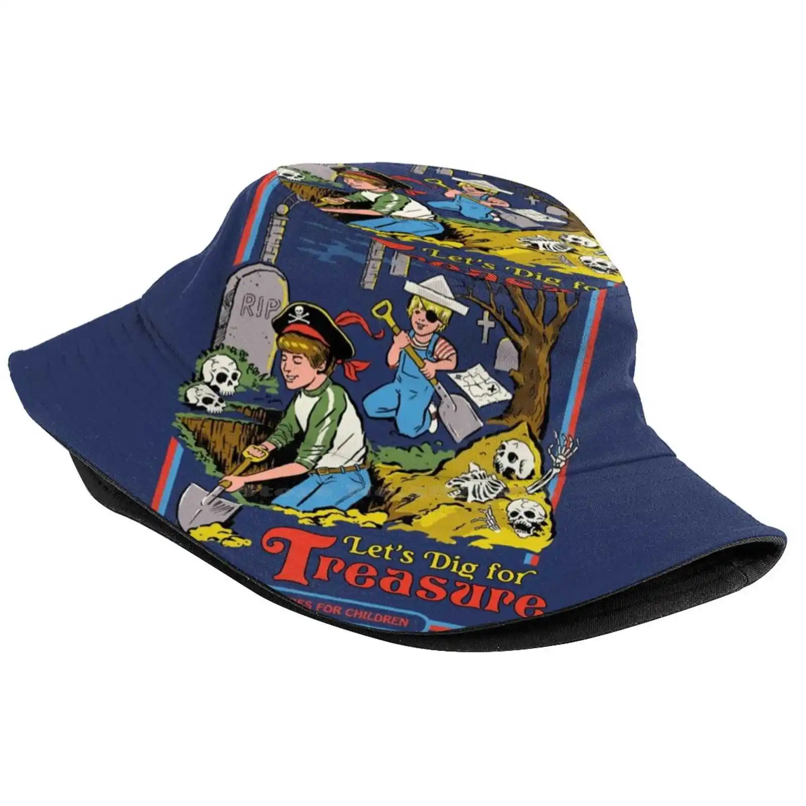 Let'S Dig For Treasure Sun Cap Fisherman Hat Bucket Hats Pirates Gravedigger Treasure Activities Retro Vintage Graveyard Horror