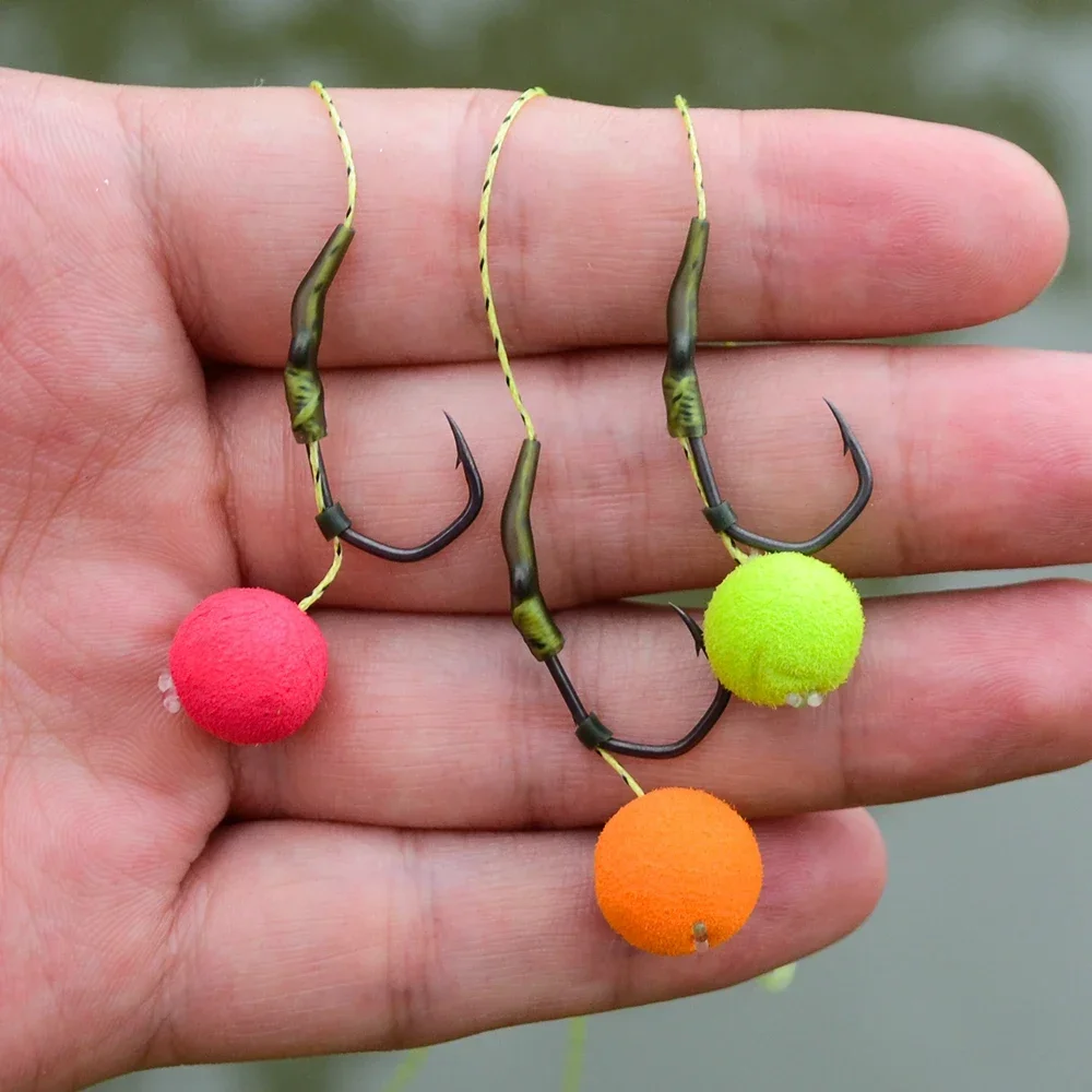 500 pezzi per borsa Amo da pesca con spina per occhi Artiglio con punta dell'ago Acciaio ad alto tenore di carbonio rivestito in teflon Gancio durevole 8019