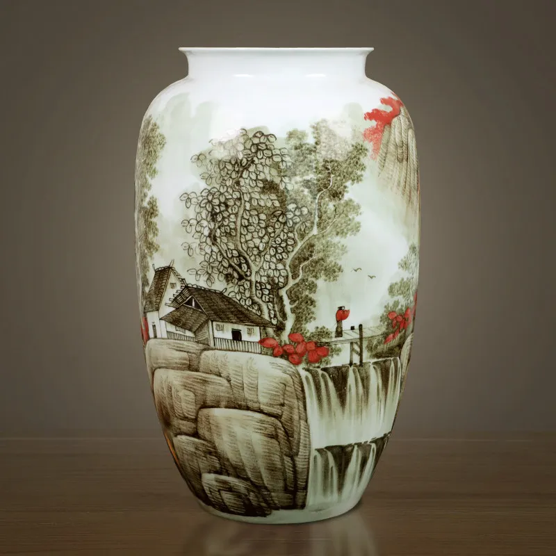 Ceramics floor-to-ceiling large vase ornament large flower arrangement Chinese home living room decoration   porcelain vase