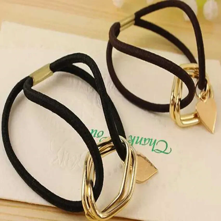 New Geometric Head Rope Handmade Hair Ring Alloy Pendant Hair Accessories Headwear