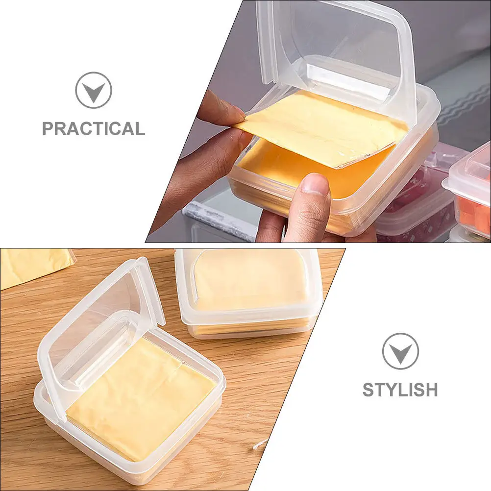 2pcs Cheese Slice Storage Box, Food-Grade BPA-Free Refrigerator Container with Lid for Kitchen, Hotel, Restaurant