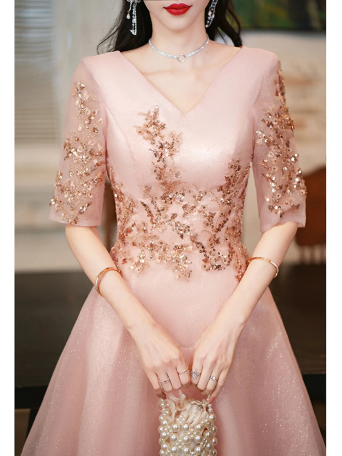 

Ele plus Size Engagement Evening Dr ort Women's Formal Gown Conceals Belly Maid of orm High Quali Fabric