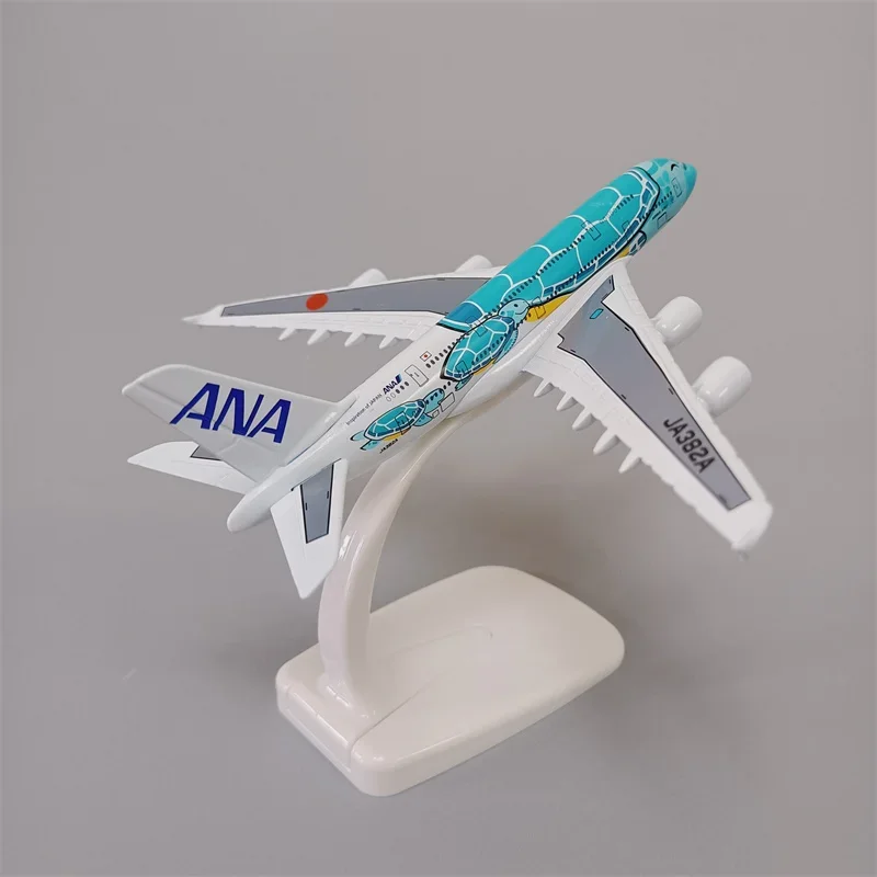 16cm Air Japan ANA Airlines Green Cartoon Sea Turtle Airbus 380 A380 Airways lega di metallo Diecast modello di aereo aereo aereo