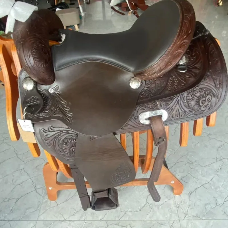 Western saddle, western saddle, full set of big horse saddle, wild riding around the pain western saddle
