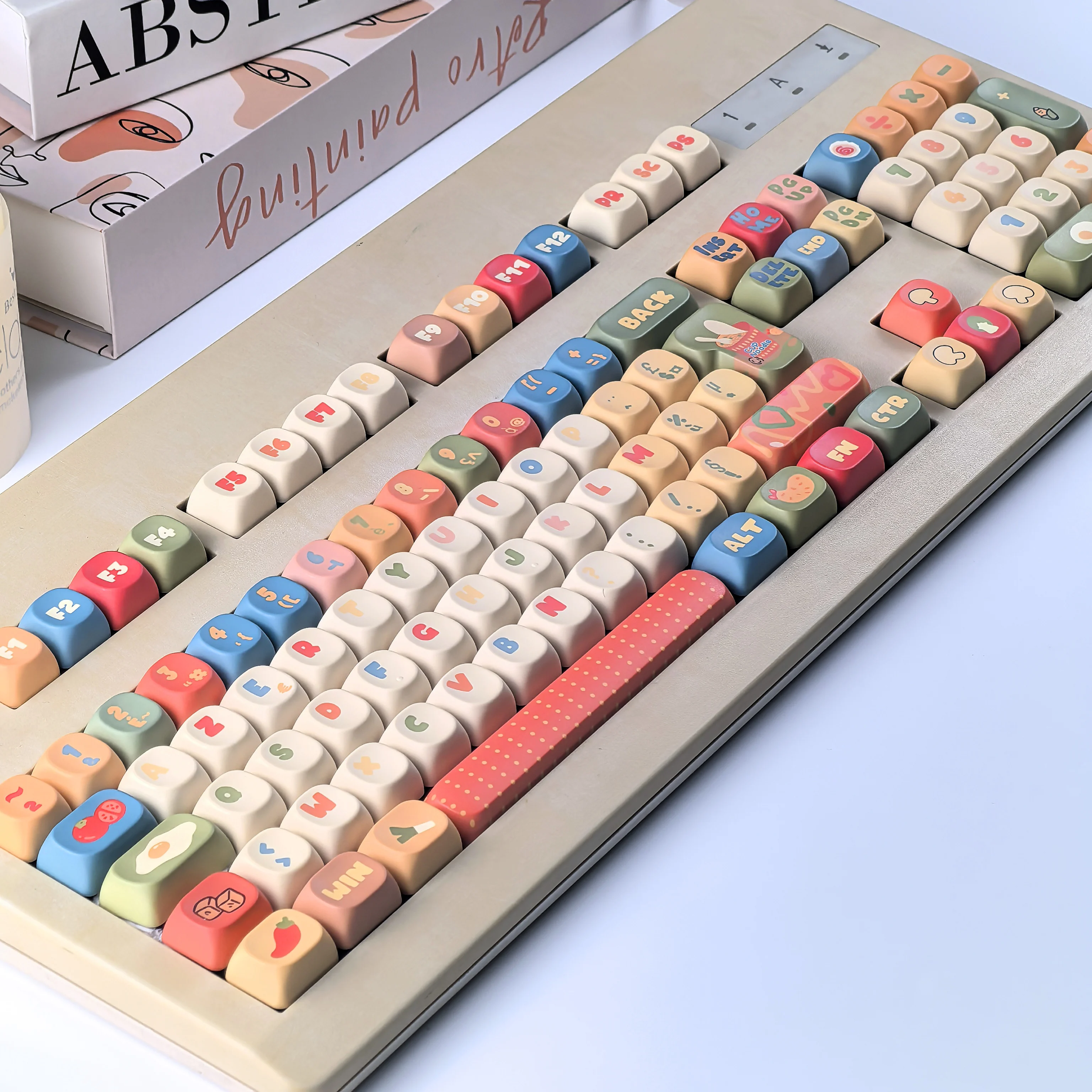 

MAIMOOO ISO Azerty Layout Keycap Instant Noodle Theme Moa Profile Pbt Cute And Rounded For Aula F75 Ajazz Keyboard French Keycap