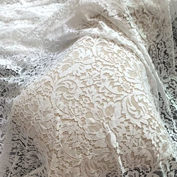 150CM Wide High Quality Allover Florals Off White Eyelash French Lace Fabric 1Piece=1.5x3M 2022