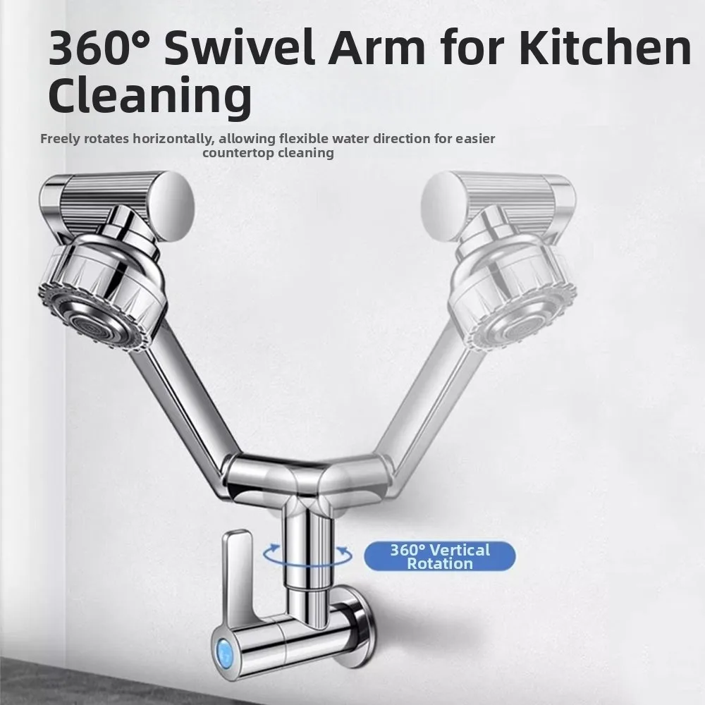 360 ° صنبور ذراع آلي دوار للمياه الساخنة والباردة قابل للتعديل 360 درجة ° بيبكوك دوار موفر للمياه مرن #3