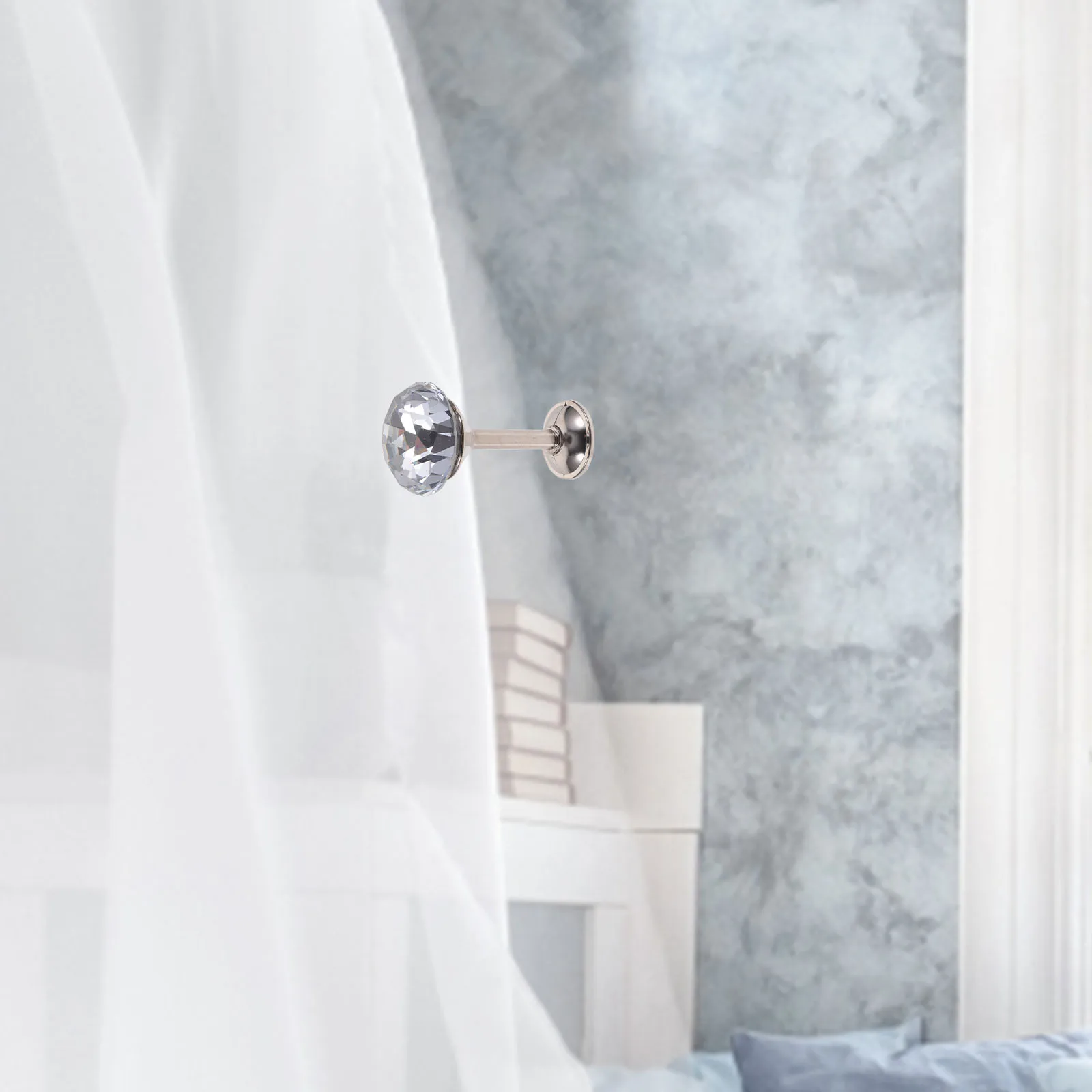 

2Pcs Drapery Tiebacks Silver Shiny Big Diamond Design Zinc Alloy Curtain Holdbacks for Home Decor Wall Door Tassel Hooks