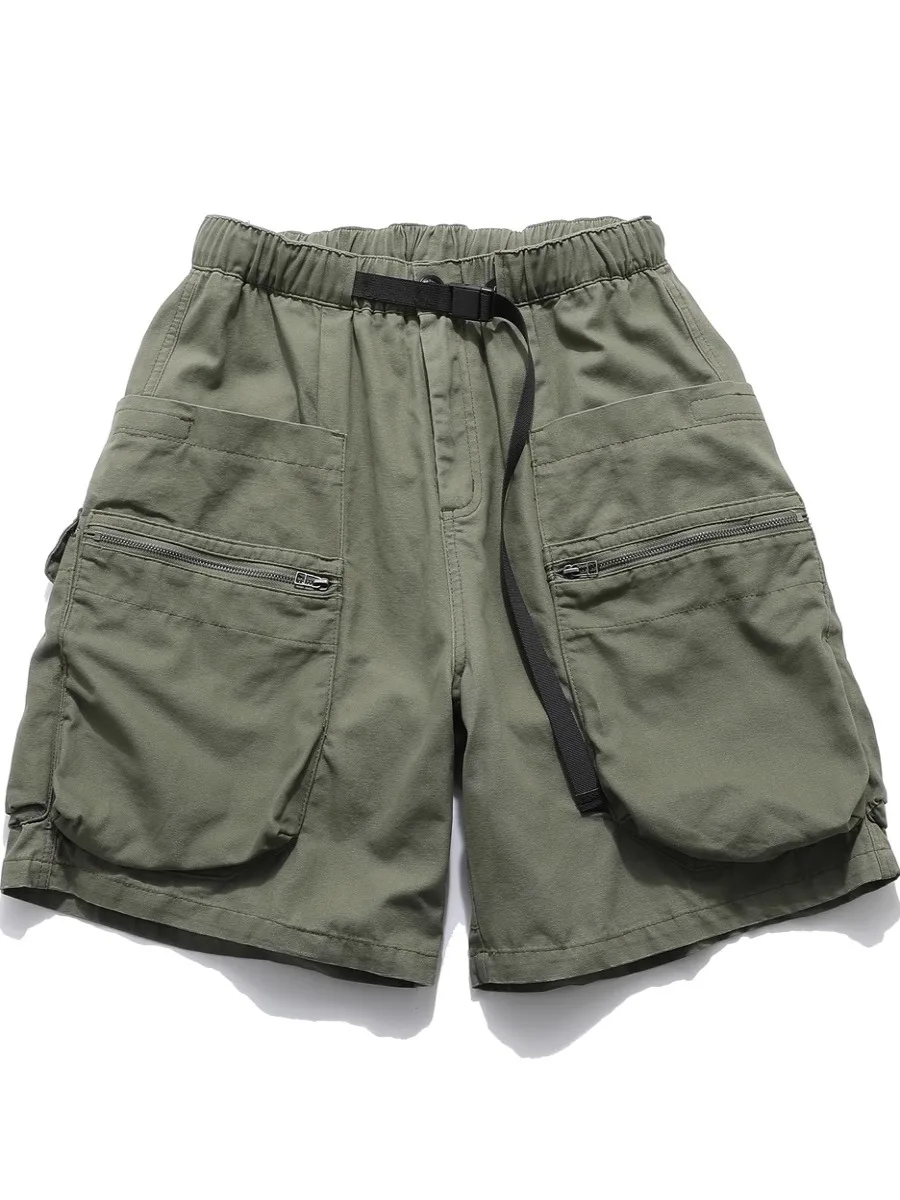 

American Sle Loose Fit orts with Multiple kets Men's Faion Versatile Summer Workwear Straight Leg Elastic Waist