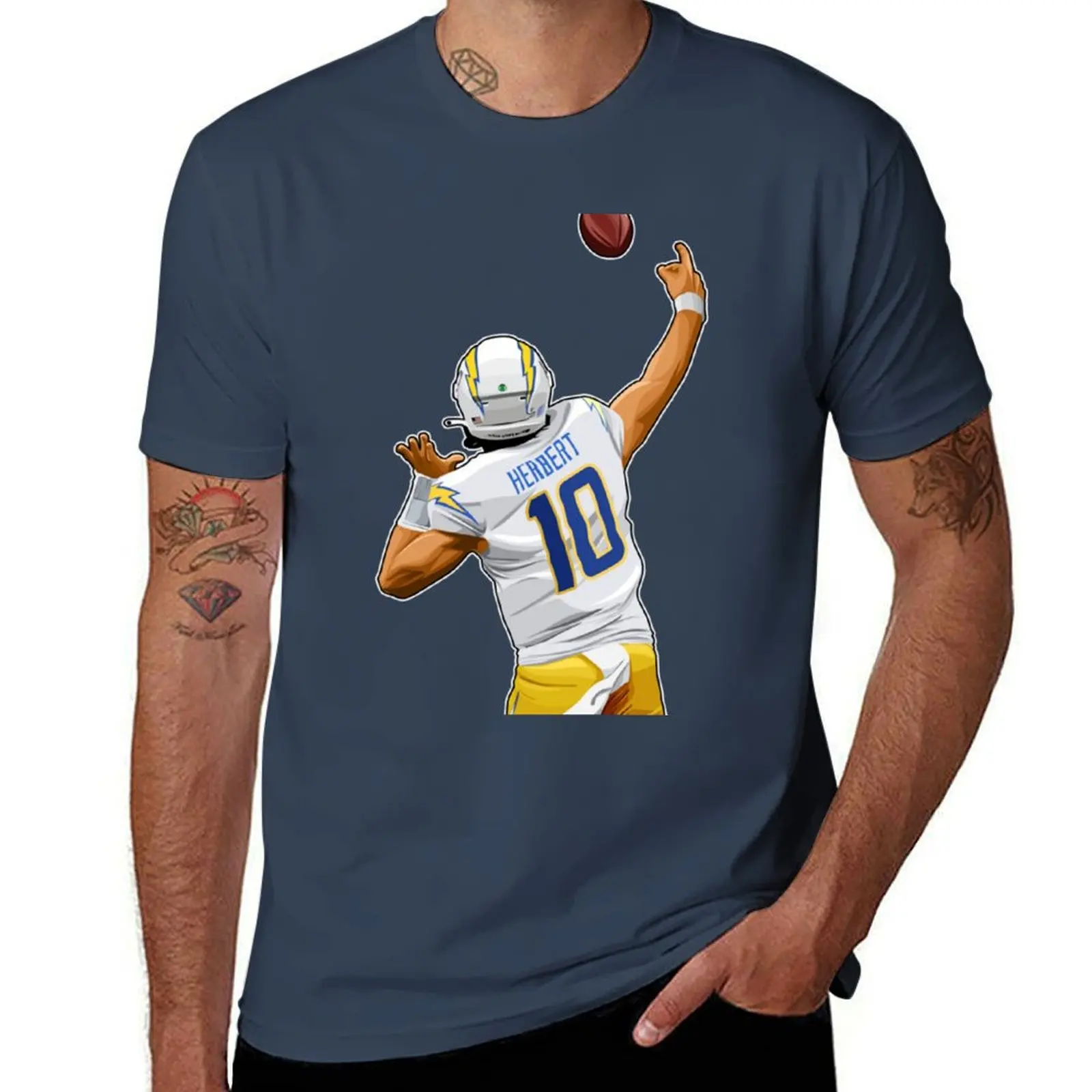 Justin Herbert 10 Throw Touchdown T-Shirt T-Shirt blanks tshirts personalised Blouse fitted t shirts for men